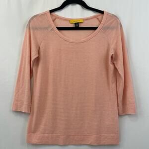 St. John 3 quarter sleeve peach stripes top small